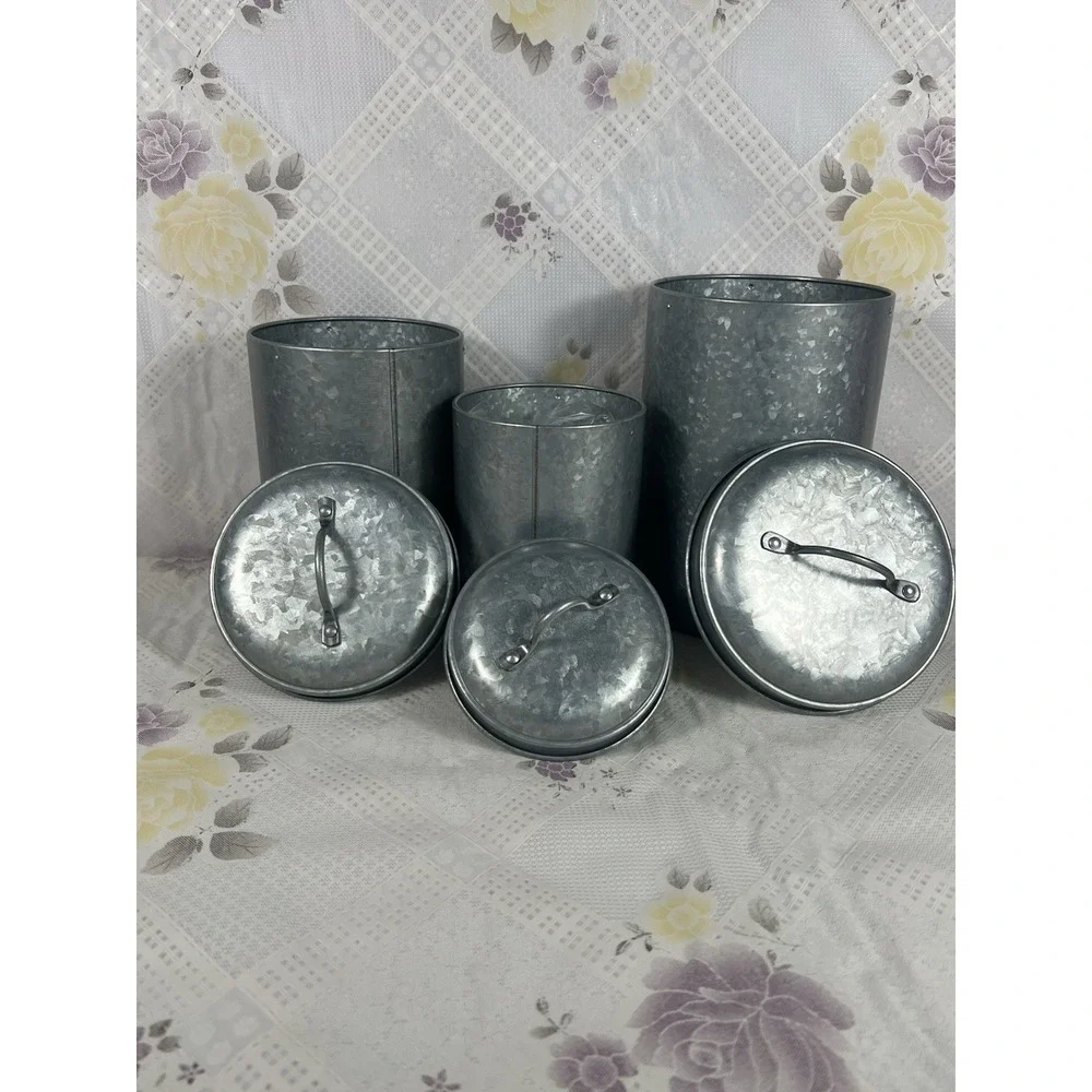 Set of 3 Food Containers with Lids,‎ Rustic Vintage Jars, Country Kitchen